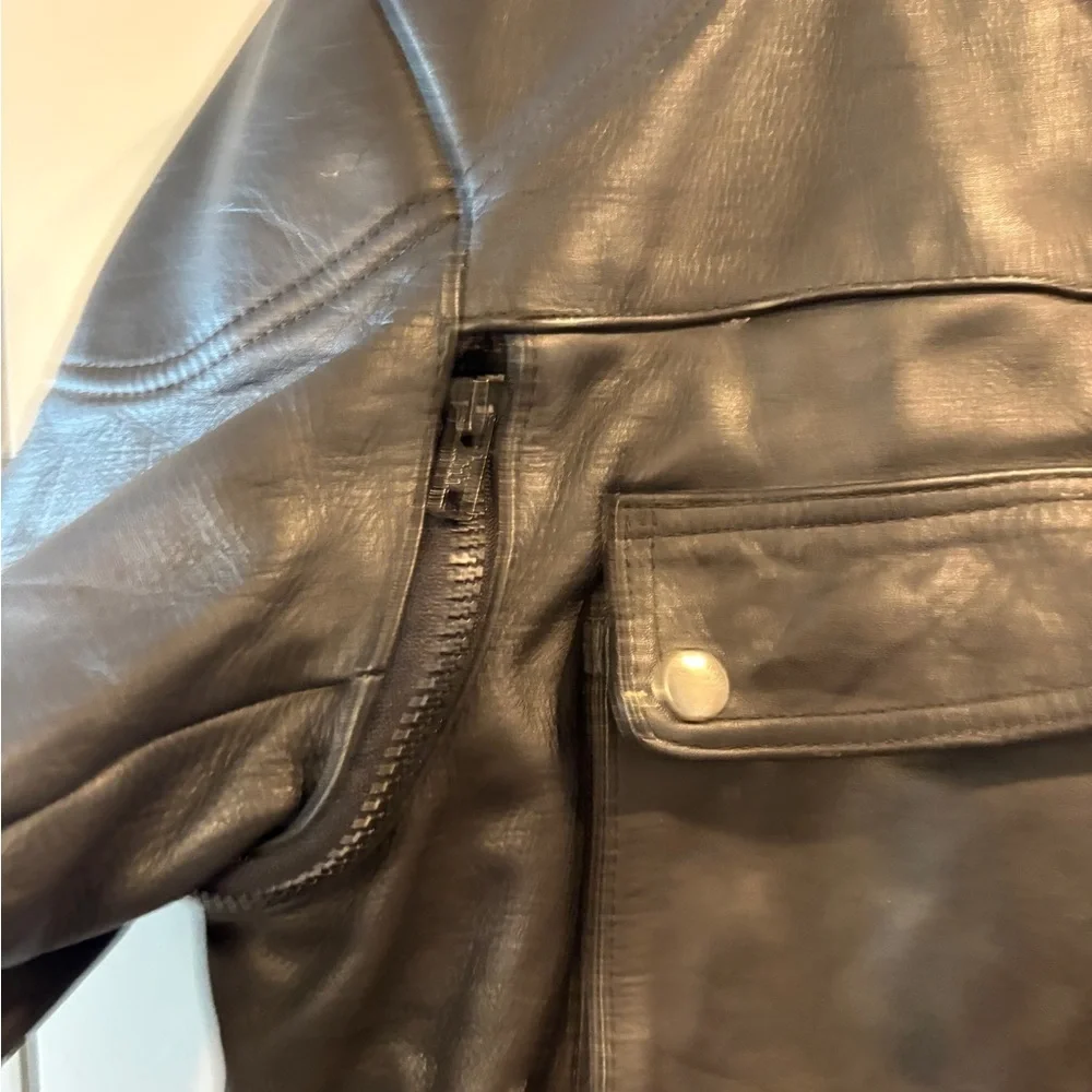 AGV Sport Italian Leather Motorcycle  Black Moto Biker Racer Jacket  XL